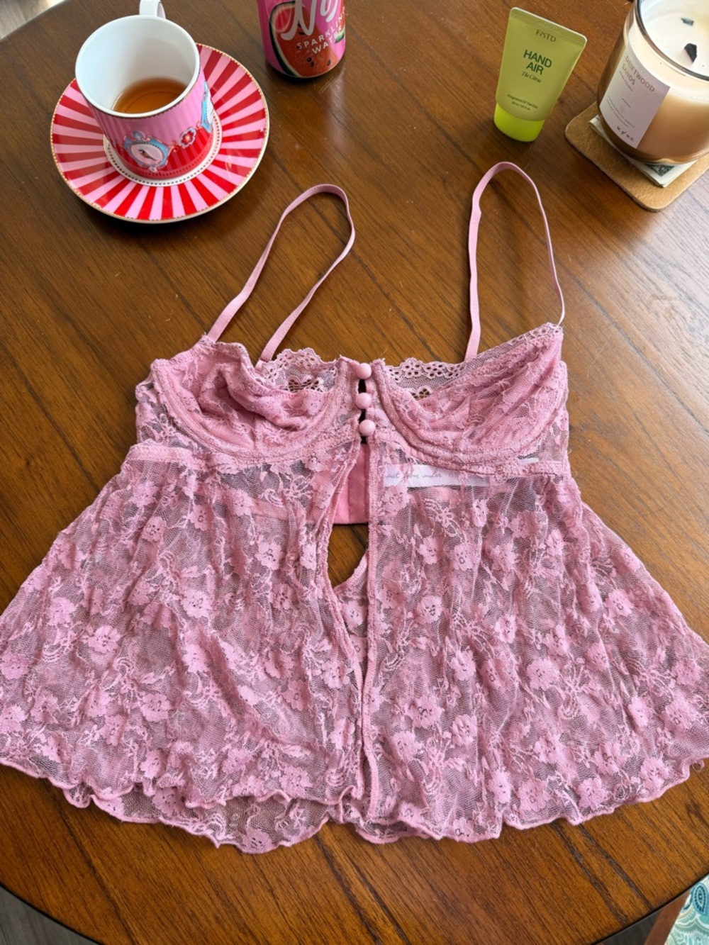 Urban Outfitters Pink Lace Babydoll Tank Top